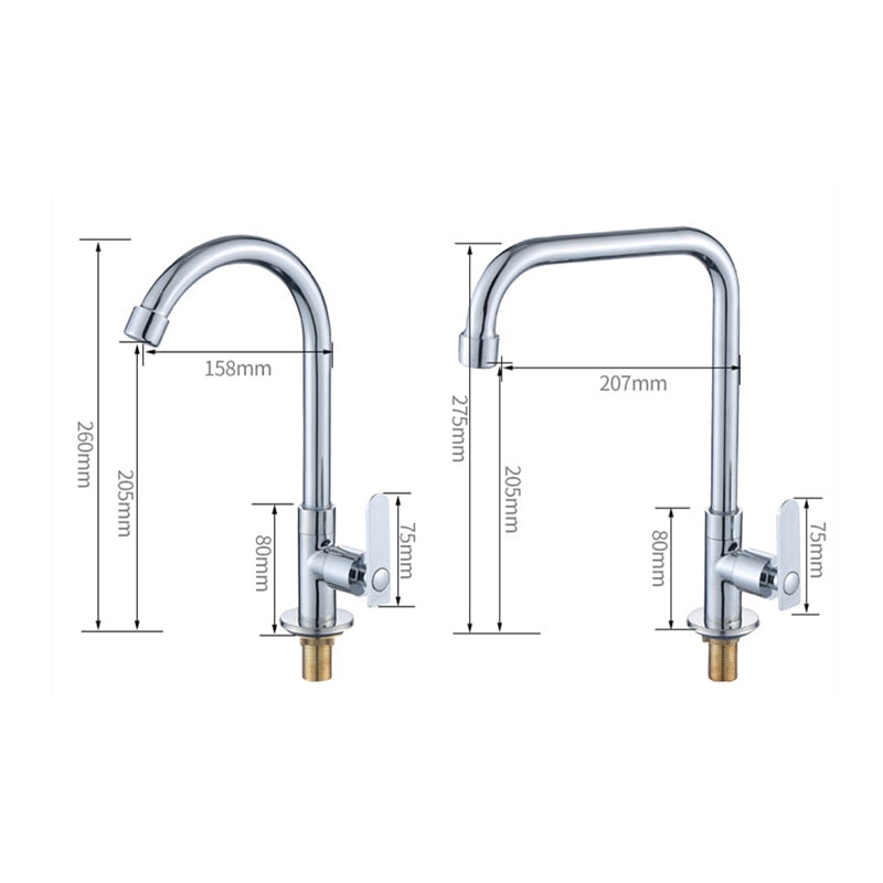 1PC 360 Degree Rotation Kitchen Water Tap G1/2' Home Kitchen Single Cold Water Tap Kitchen Sink Water Faucet