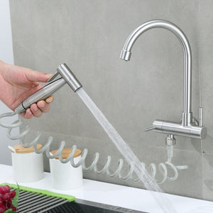 304 Stainless Steel Kitchen Faucet Balcony Laundry Pool Mop Pool Wall Mounted Single Cold Water Tap Spray Gun Bidet