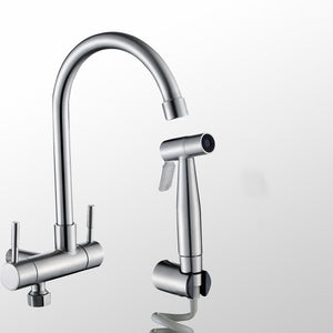 304 Stainless Steel Kitchen Faucet Balcony Laundry Pool Mop Pool Wall Mounted Single Cold Water Tap Spray Gun Bidet