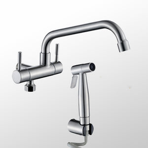 304 Stainless Steel Kitchen Faucet Balcony Laundry Pool Mop Pool Wall Mounted Single Cold Water Tap Spray Gun Bidet