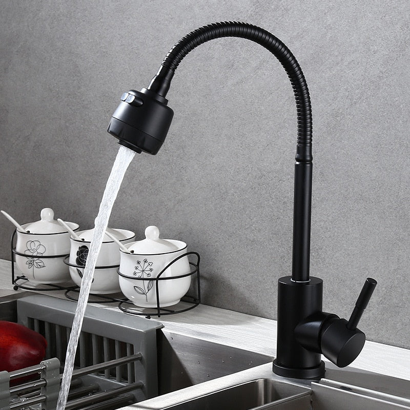 304 Stainless steel Kitchen Faucet Black Spray Paint kitchen Sink Faucet Cold & Hot Water Mixer Torneira Para Cozinh