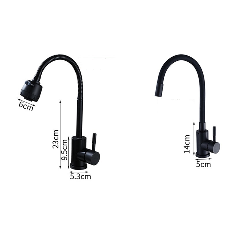 304 Stainless steel Kitchen Faucet Black Spray Paint kitchen Sink Faucet Cold & Hot Water Mixer Torneira Para Cozinh