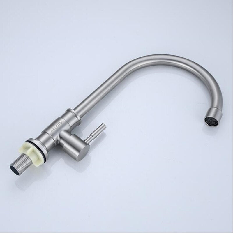 304 stainless steel Single Handle Single Hole Kitchen Faucet Single Cold Sink Tap Kitchen Faucet With One Hose