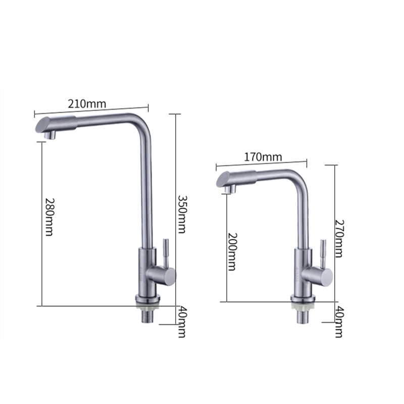 360 Single Handle Single Hole Kitchen Faucet  Sink Tap Wall Kitchen Faucet Modern Cold Water With 1 Hose