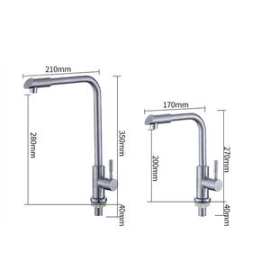 360 Single Handle Single Hole Kitchen Faucet  Sink Tap Wall Kitchen Faucet Modern Cold Water With 1 Hose