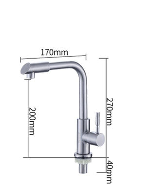 360 Single Handle Single Hole Kitchen Faucet  Sink Tap Wall Kitchen Faucet Modern Cold Water With 1 Hose