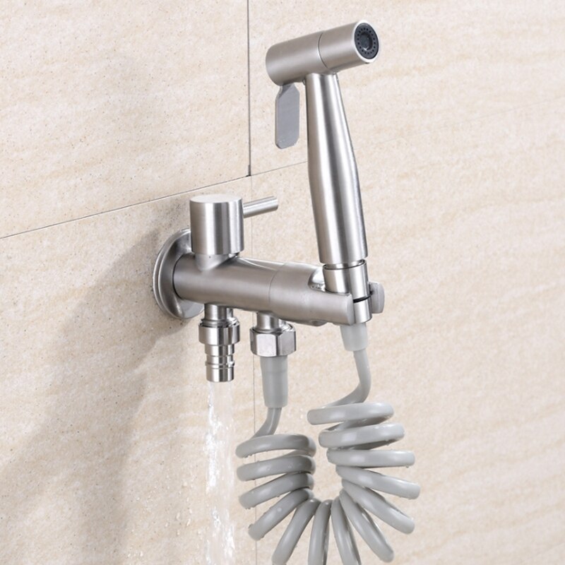 Bidet Faucet 304 Stainless Steel Brushed  Shower Tap Washer Mixer Muslim Ducha Higienica  Shower Sprayer Head