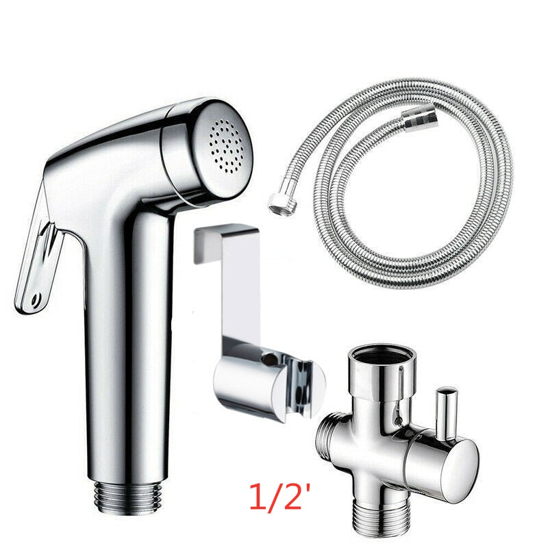 Bidet Faucet Set Hand Held Bathroom Bidet Sprayer Silver Water Jet Toilet Faucet Spray For Bathroom Accessories 1/2' or 7/8'