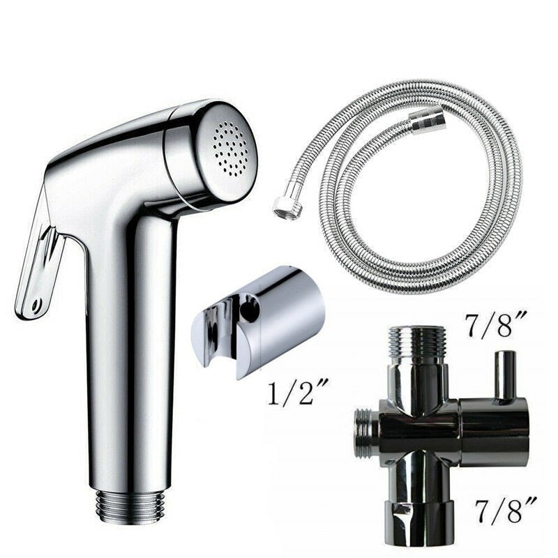 Bidet Faucet Set Hand Held Bathroom Bidet Sprayer Silver Water Jet Toilet Faucet Spray For Bathroom Accessories 1/2' or 7/8'