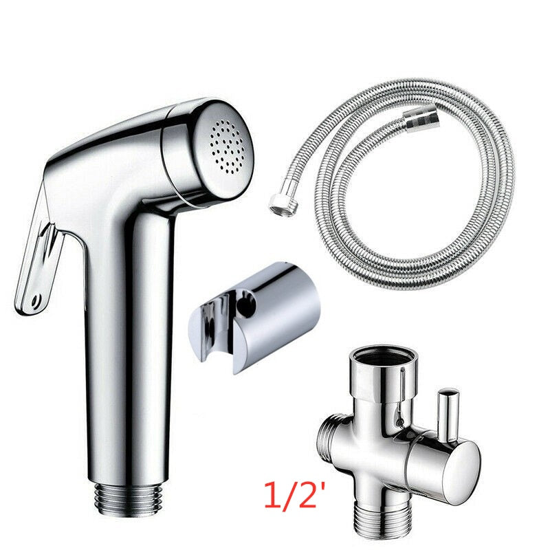 Bidet Faucet Set Hand Held Bathroom Bidet Sprayer Silver Water Jet Toilet Faucet Spray For Bathroom Accessories 1/2' or 7/8'