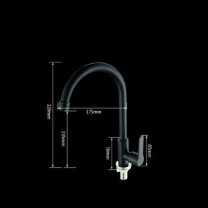 Black 304 Stainless Steel Kitchen Faucet Kitchen Sink Water Tap Single Cold Single Handle Tap 360 Rotation Kitchen Shower Faucet