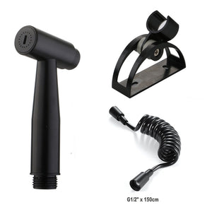 Black Handheld Bidet Toilet Sprayer Space Aluminum Hygiene Sprayer Set Baby Diaper Cloth Sprayers Bidet With Hose and Holder