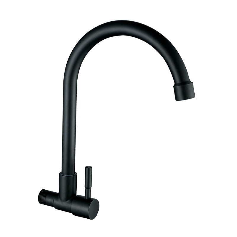 Black Solid Stainless steel Kitchen Mixer Single Cold Water Kitchen Tap Single Hole Kitchen Faucet Torneira Cozinha