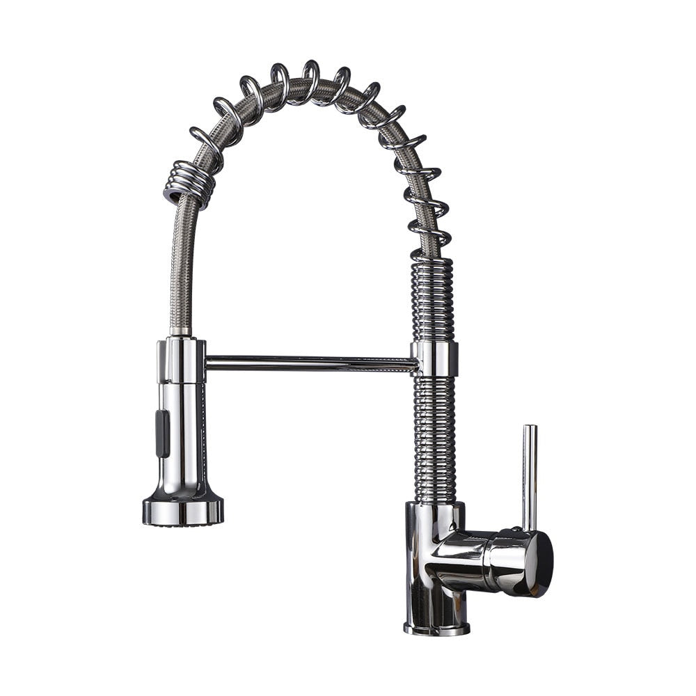 Chrome Brass Basin Kitchen Faucet Vessel Sink Mixer Tap Spring Dual Swivel Spouts Sink Mixer Bathroom Faucets Hot Cold