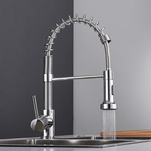 Chrome Brass Basin Kitchen Faucet Vessel Sink Mixer Tap Spring Dual Swivel Spouts Sink Mixer Bathroom Faucets Hot Cold