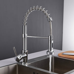 Chrome Brass Basin Kitchen Faucet Vessel Sink Mixer Tap Spring Dual Swivel Spouts Sink Mixer Bathroom Faucets Hot Cold