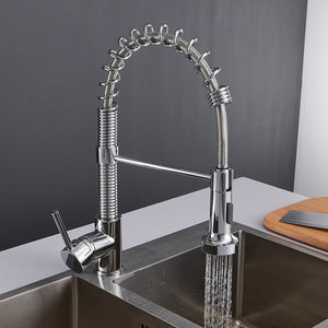 Chrome Brass Basin Kitchen Faucet Vessel Sink Mixer Tap Spring Dual Swivel Spouts Sink Mixer Bathroom Faucets Hot Cold