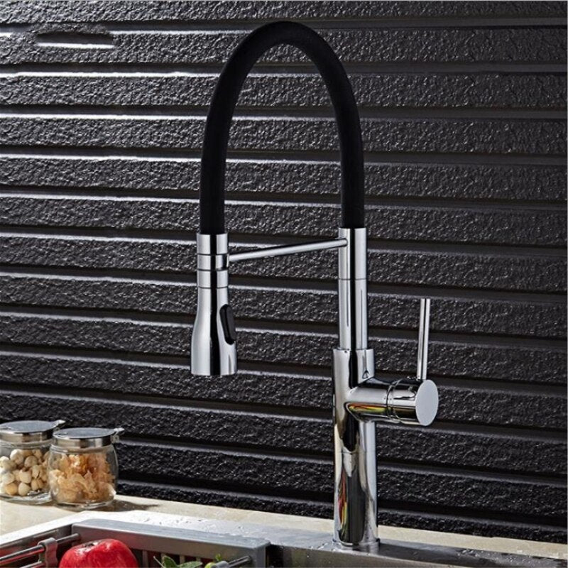 Chrome Kitchen Sink Crane Kitchen Faucets Deck Mount Pull Down Dual Sprayer Nozzle Torneira De Cozinha Mixer Water Taps