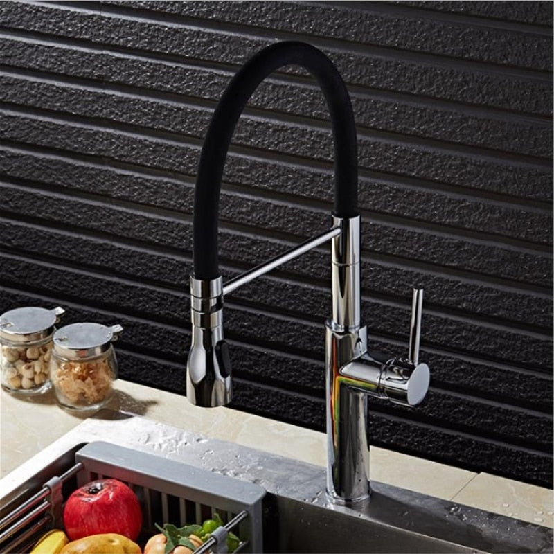 Chrome Kitchen Sink Crane Kitchen Faucets Deck Mount Pull Down Dual Sprayer Nozzle Torneira De Cozinha Mixer Water Taps