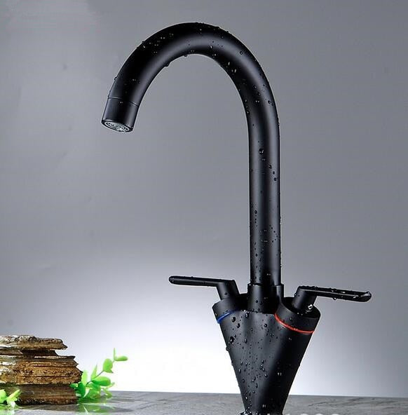 Brass Quality Guarantee! double handle kitchen sink tap kitchen mixer round swivel Kitchen Faucets torneira