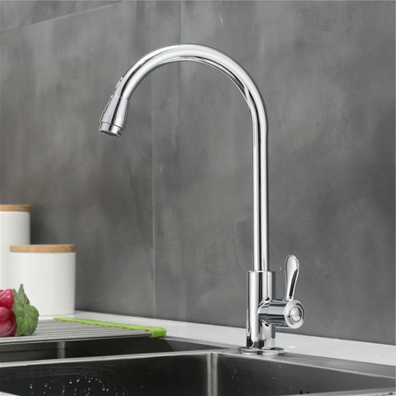 Kitchen Faucet 304 stainless steel Chrome Single Handle Single Hole Kitchen Faucet Single Cold Sink Tap