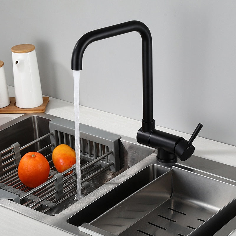 Kitchen Faucet Stainless Steel Folding Cold and hot Black Kitchen Tap Single Handle 360 Degree Water Mixer Tap Torneira Cozinha