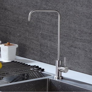 Kitchen Faucet Stainless Steel Single Handle Mixer Sink Tap Curved Single Cold Water Tap Bathroom Basin Water Faucet Deck Mount