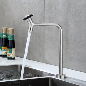 Kitchen Faucet Stainless Steel Single Handle Sink Tap Curved Single Cold Water Tap Crane Bathroom Basin Water Faucet Deck Mount