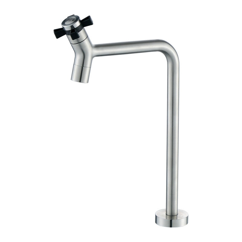 Kitchen Faucet Stainless Steel Single Handle Sink Tap Curved Single Cold Water Tap Crane Bathroom Basin Water Faucet Deck Mount