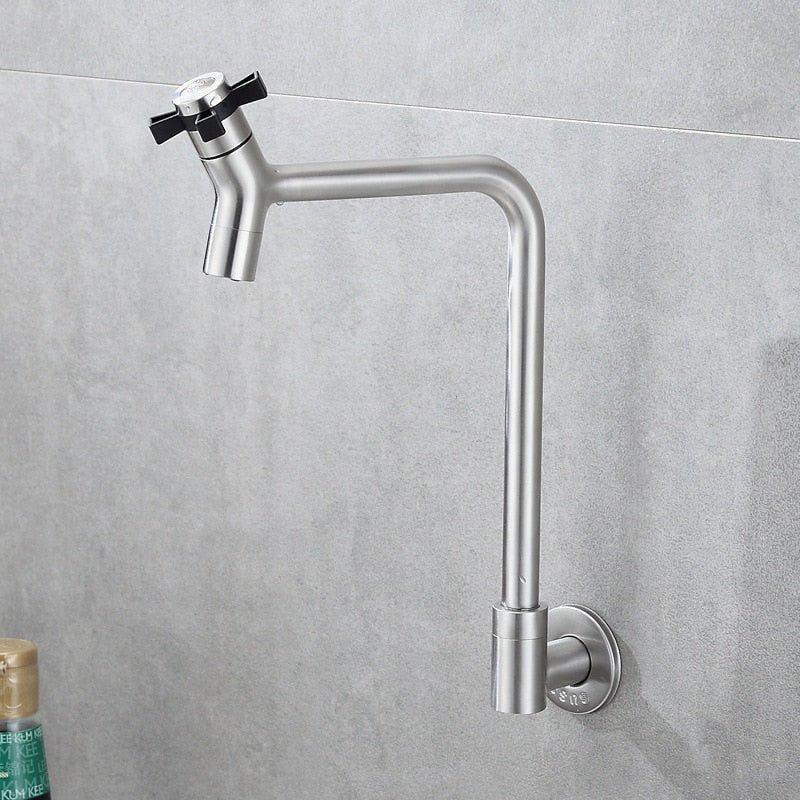 Kitchen Faucet Wall Mounted SinK Tap Rotatable Cold Water Tap Single Lever Household Bathroom Wash Basin Faucet