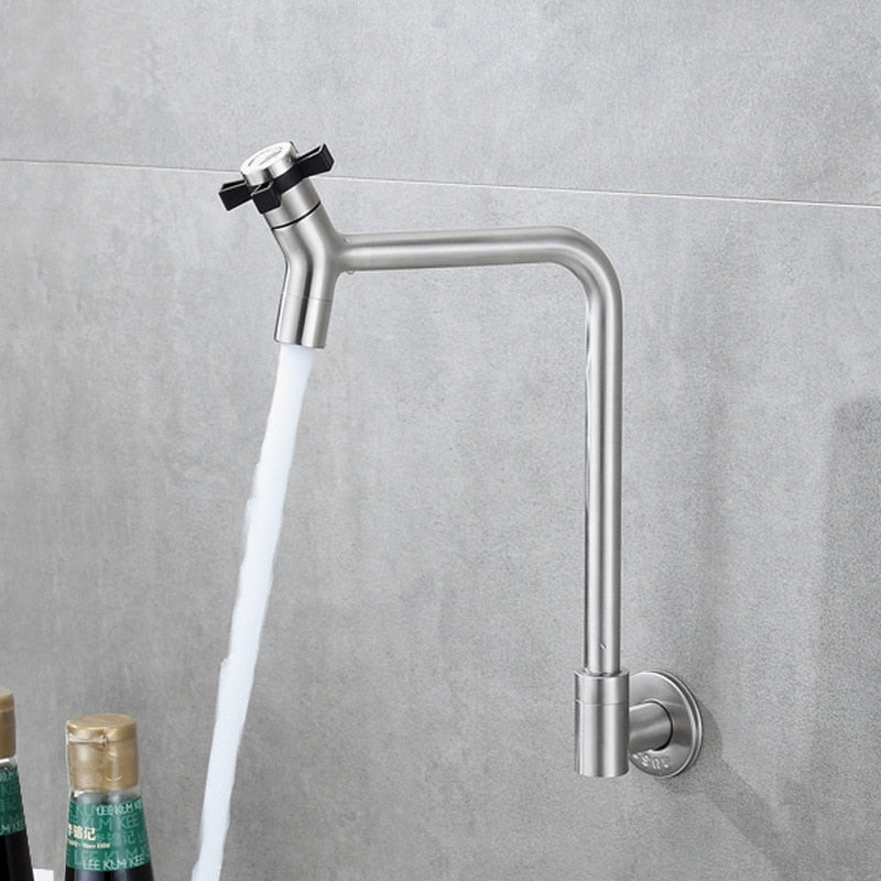 Kitchen Faucet Wall Mounted SinK Tap Rotatable Cold Water Tap Single Lever Household Bathroom Wash Basin Faucet