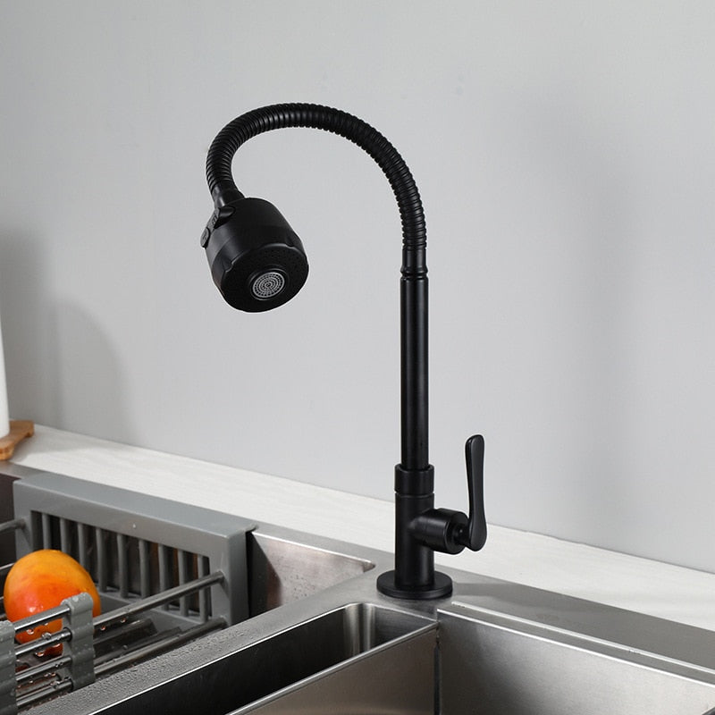 Kitchen Faucet Wall Mounted Single Handle 304 Stainless Steel kitchen Water Taps Cold Water Faucet Black