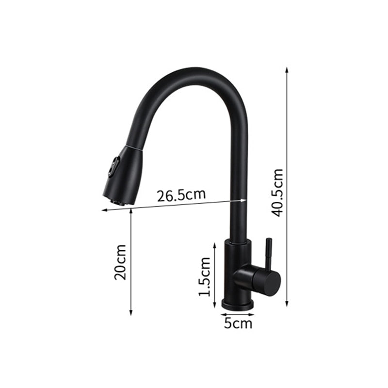 Kitchen Faucets Black Single Handle Pull Out Kitchen Tap Single Hole Handle Swivel 360 Degree Water Mixer Tap Mixer Tap