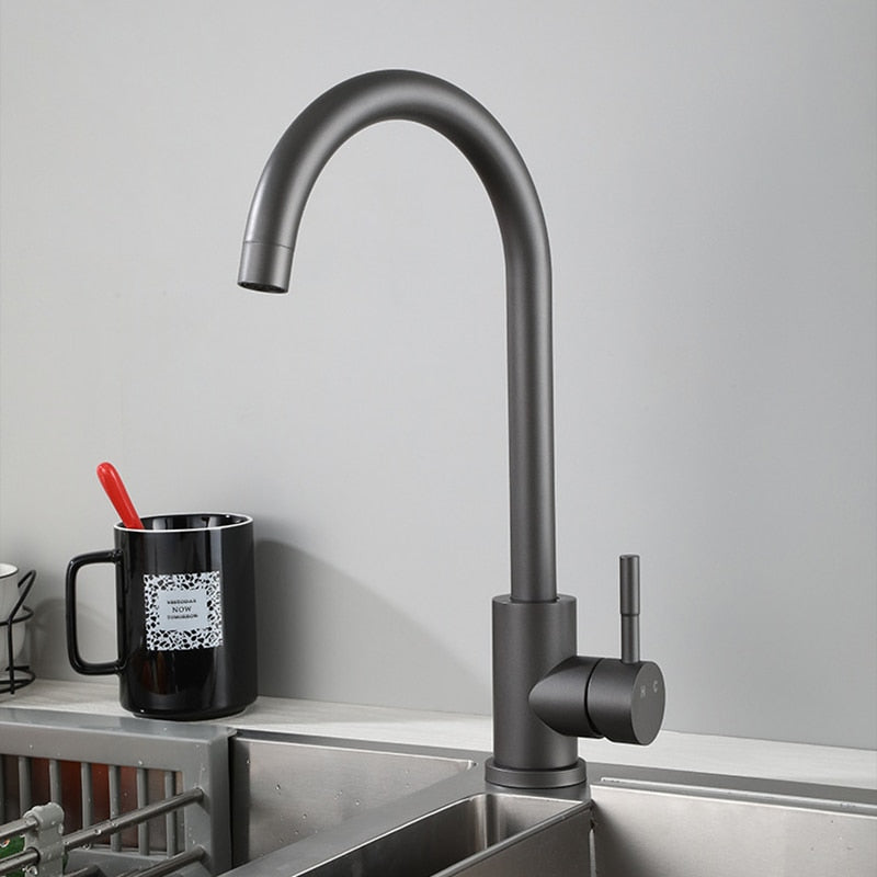 Kitchen Faucets Kitchen Sink Water Faucet 360 Rotate Swivel Faucet Mixer Single Holder Single Hole Black Gray Mixer Tap