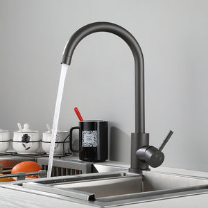 Kitchen Faucets Kitchen Sink Water Faucet 360 Rotate Swivel Faucet Mixer Single Holder Single Hole Black Gray Mixer Tap