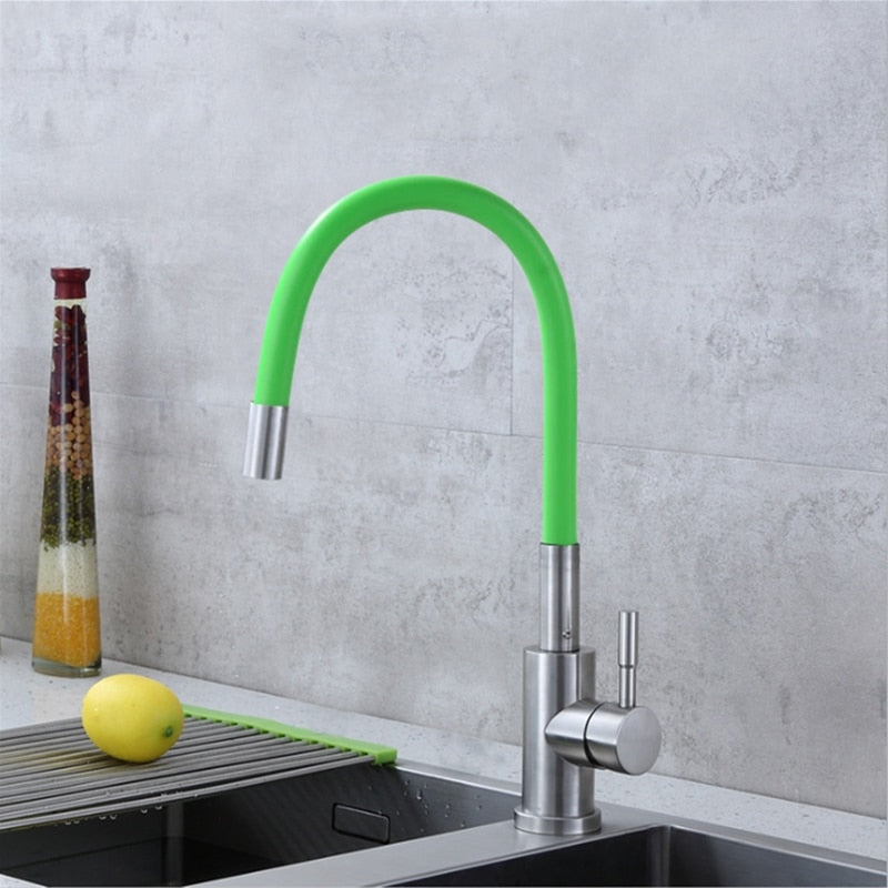 Silica Gel Nose Any Direction Rotating Kitchen Faucet Cold and Hot Water Mixer Torneira Cozinha Single Handle Tap