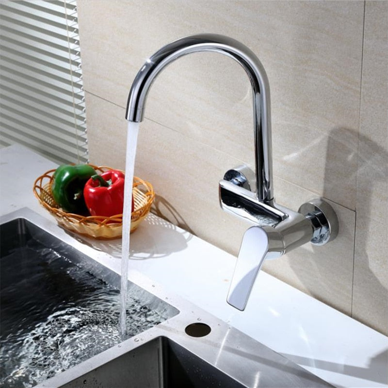 Wall Mounted Kitchen Faucet Rotate Vegetable Basin Faucet Hot Cold Water Mixer Mop Pool Tap Sink Faucet Torneira Double Holes