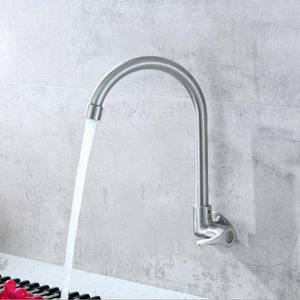 Wall Mounted Kitchen Faucet Single Cold Kitchen Sink Tap 360 Degree Swivel Holes