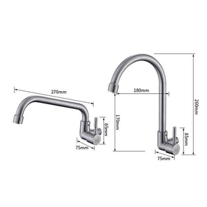 Wall Mounted Single Cold Stream Sprayer Kitchen Faucet Single Handle 304 Stainless Steel Flexible Hose Kitchen Mixer Taps