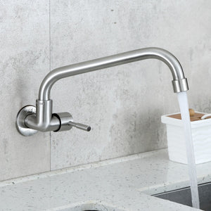 Wall Mounted Single Cold Stream Sprayer Kitchen Faucet Single Handle 304 Stainless Steel Flexible Hose Kitchen Mixer Taps